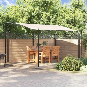 Krémszínű szövet és acél pavilon 4 x 3 m 180 g/m²