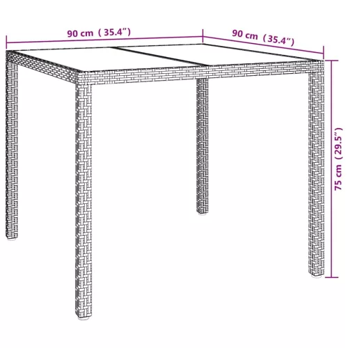 Kerti Étkezőasztal Szürke 90 x 90 x 75 cm Poli rattan