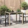Kerti Étkezőasztal Bézs 90 x 90 x 75 cm Poli rattan