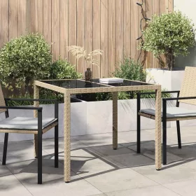 Kerti Étkezőasztal Bézs 90 x 90 x 75 cm Poli rattan