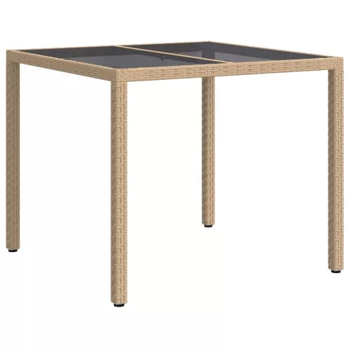 Kerti Étkezőasztal Bézs 90 x 90 x 75 cm Poli rattan