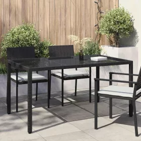 Kerti Étkezőasztal Fekete 150 x 90 x 75 cm Poli rattan
