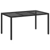 Kerti Étkezőasztal Fekete 150 x 90 x 75 cm Poli rattan