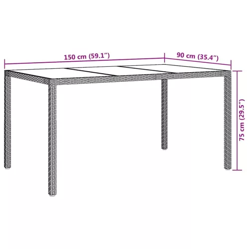 Kerti Étkezőasztal Fehér 150 x 90 x 75 cm Poli rattan