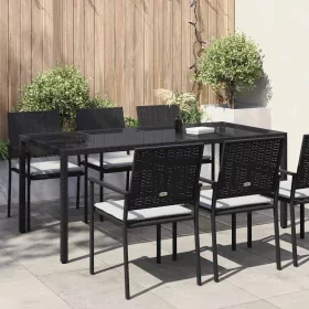 Kerti Étkezőasztal Fekete 190 x 90 x 75 cm Poli rattan
