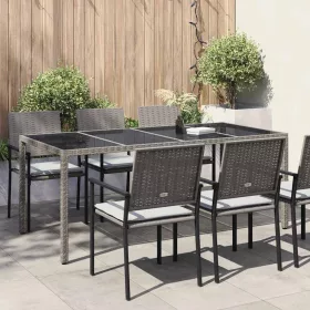 Kerti Étkezőasztal Szürke 190 x 90 x 75 cm Poli rattan