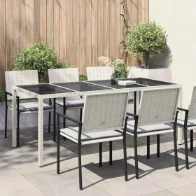 Kerti Étkezőasztal Fehér 190 x 90 x 75 cm Poli rattan