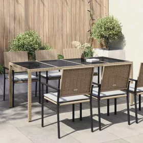 Kerti Étkezőasztal Bézs 190 x 90 x 75 cm Poli rattan