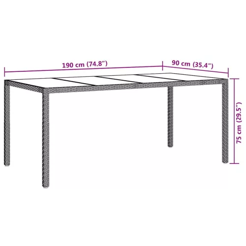 Kerti Étkezőasztal Bézs 190 x 90 x 75 cm Poli rattan