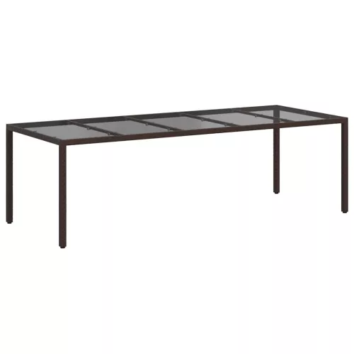 Kerti Étkezőasztal Barna 250 x 100 x 75 cm Poli rattan