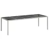 Fehér polyrattan és edzett üveg kerti asztal 250 x 100 x 75 cm