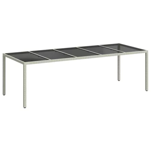 Fehér polyrattan és edzett üveg kerti asztal 250 x 100 x 75 cm