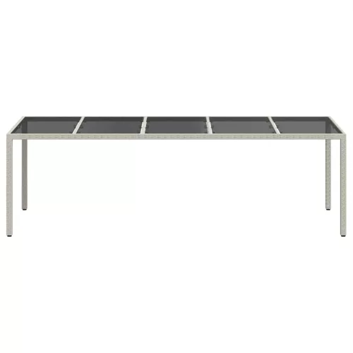 Fehér polyrattan és edzett üveg kerti asztal 250 x 100 x 75 cm