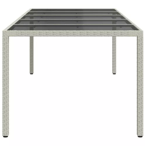 Fehér polyrattan és edzett üveg kerti asztal 250 x 100 x 75 cm