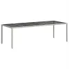Fehér polyrattan és edzett üveg kerti asztal 250 x 100 x 75 cm