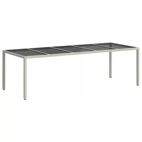 Fehér polyrattan és edzett üveg kerti asztal 250 x 100 x 75 cm