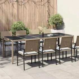 Kerti Étkezőasztal Bézs 250 x 100 x 75 cm Poli rattan
