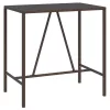 Barna polyrattan üveglapos bárasztal 110 x 70 x 110 cm