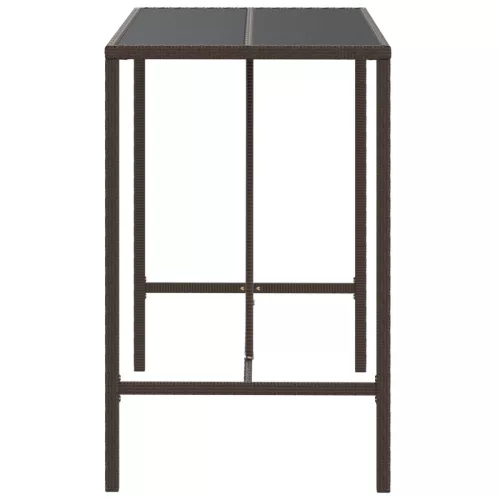 Barna polyrattan üveglapos bárasztal 110 x 70 x 110 cm