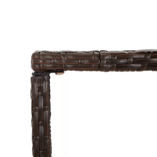 Barna polyrattan üveglapos bárasztal 110 x 70 x 110 cm