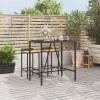 Fekete polyrattan üveglapos bárasztal 110 x 70 x 110 cm