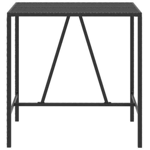 Fekete polyrattan üveglapos bárasztal 110 x 70 x 110 cm