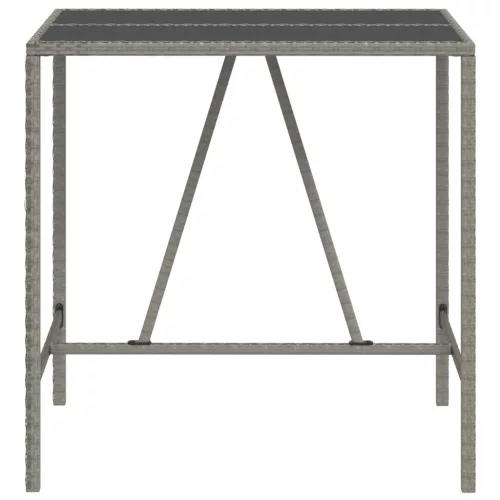 Szürke polyrattan üveglapos bárasztal 110 x 70 x 110 cm
