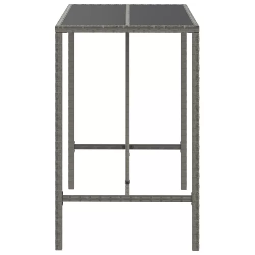Szürke polyrattan üveglapos bárasztal 110 x 70 x 110 cm