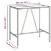 Szürke polyrattan üveglapos bárasztal 110 x 70 x 110 cm
