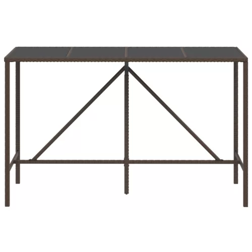 Barna polyrattan üveglapos bárasztal 180 x 70 x 110 cm