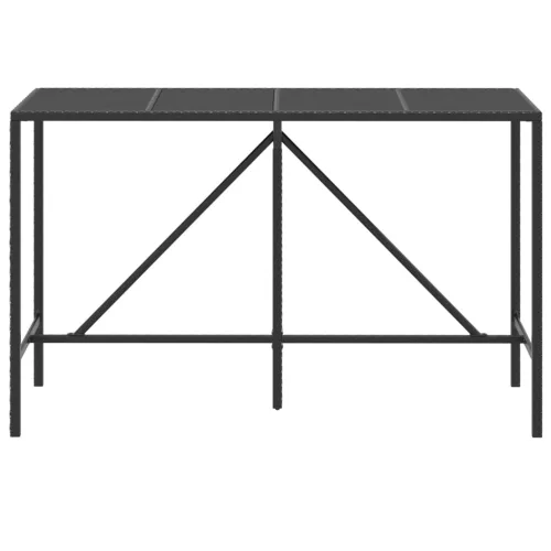 Fekete polyrattan üveglapos bárasztal 180 x 70 x 110 cm
