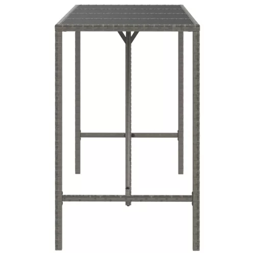 Szürke polyrattan üveglapos bárasztal 180 x 70 x 110 cm
