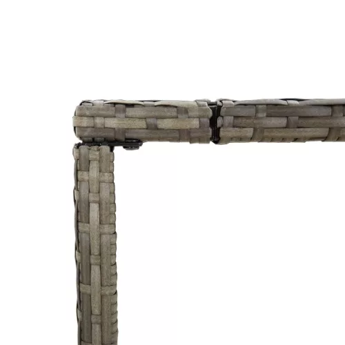 Szürke polyrattan üveglapos bárasztal 180 x 70 x 110 cm