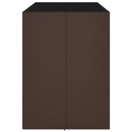 Barna polyrattan kerti asztal üveglappal 145 x 80 x 110 cm