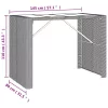 Fekete polyrattan üveglapos bárasztal 145 x 80 x 110 cm