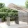 Szürke polyrattan üveglapos kerti asztal 145 x 80 x 110 cm