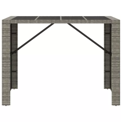 Szürke polyrattan üveglapos kerti asztal 145 x 80 x 110 cm