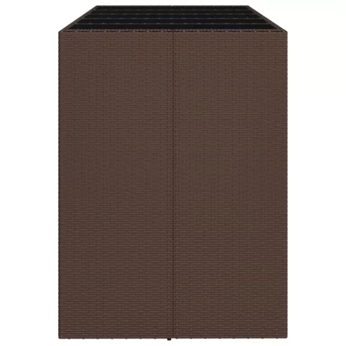 Barna polyrattan kerti asztal üveglappal 185 x 80 x 110 cm
