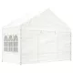 Fehér polietilén pavilon tetővel 4,08 x 2,23 x 3,22 m