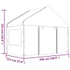 Fehér polietilén pavilon tetővel 4,08 x 2,23 x 3,22 m