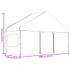 Fehér polietilén pavilon tetővel 5,88 x 2,23 x 3,75 m