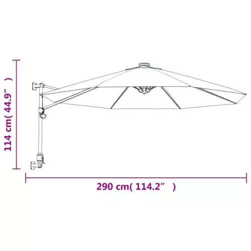 Sárga LED-es falra szerelhető napernyő 290 cm