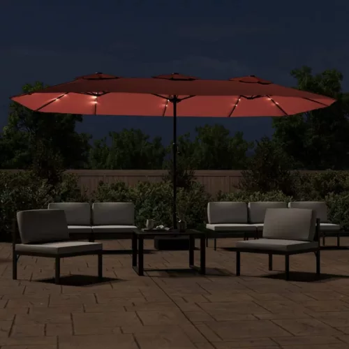 Terrakotta dupla tetős LED-es napernyő 449x265 cm