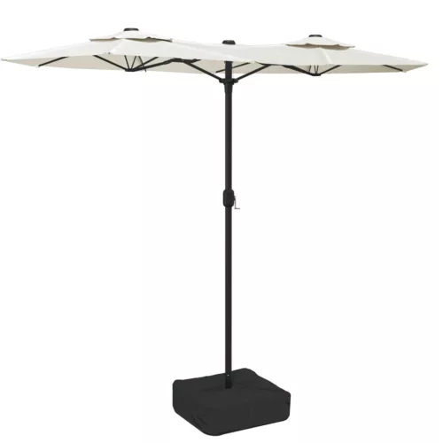 Homokfehér dupla tetős napernyő 316x145 cm