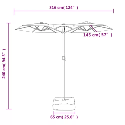 Terrakotta dupla tetős napernyő 316x145 cm