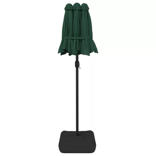 Zöld dupla tetős napernyő LED-ekkel 316x145 cm