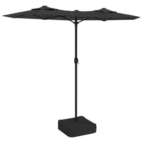 Antracitszürke dupla tetős LED-es napernyő 316x145 cm