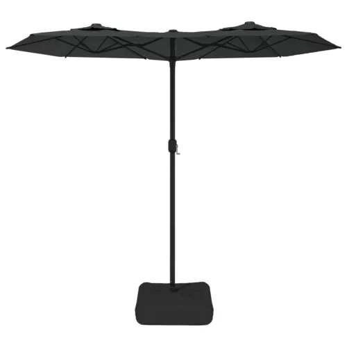 Antracitszürke dupla tetős LED-es napernyő 316x145 cm
