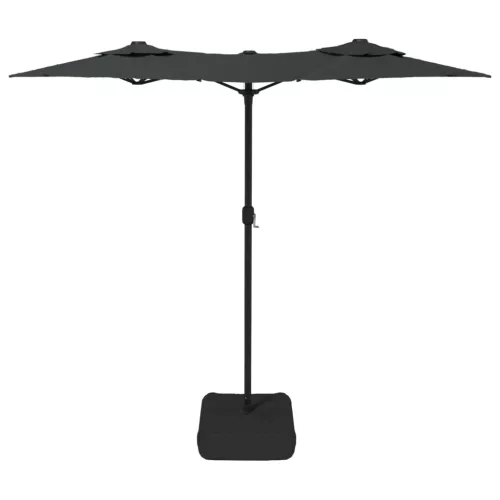 Antracitszürke dupla tetős LED-es napernyő 316x145 cm