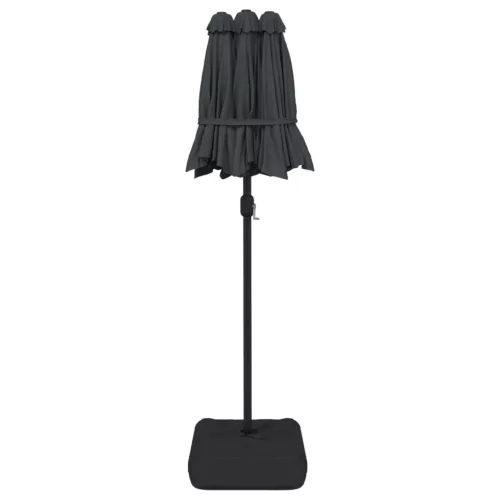 Antracitszürke dupla tetős LED-es napernyő 316x145 cm